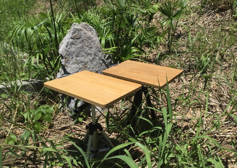 キャンドゥ 竹のまな板で自作した三脚テーブルの使用感をレビュー