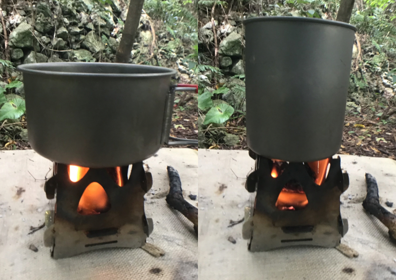 SOTO ミニ焚き火台 テトラのゴトクにはマグカップやシェラカップが置ける