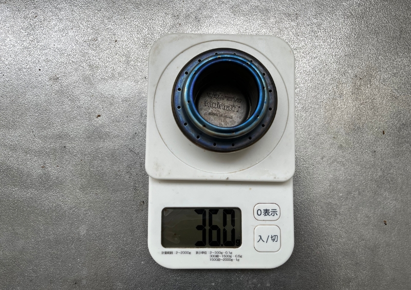 エバニュー チタン アルコールストーブ 重量：34g（実測36g）